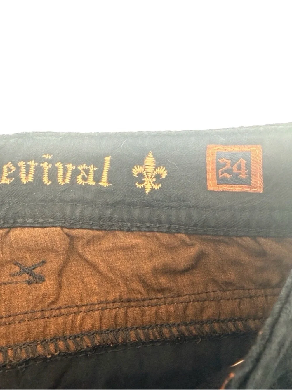 Rock Revival Black Paisley Print Size 24 Skinny Jeans Low Rise Sequin Pockets - Picture 8 of 9
